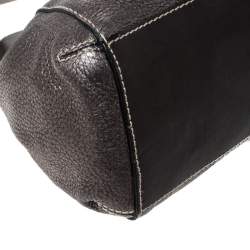 Pre Owned Aigner Metallic Grey Leather Shoulder Bag