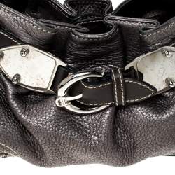 Pre Owned Aigner Metallic Grey Leather Shoulder Bag