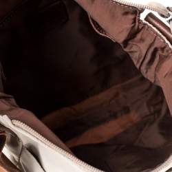 Pre Owned Aigner Beige/Brown Nylon and Leather Logo Buckle Crossbody Bag