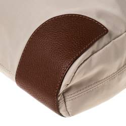 Pre Owned Aigner Beige/Brown Nylon and Leather Logo Buckle Crossbody Bag