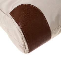 Pre Owned Aigner Beige/Brown Nylon and Leather Logo Buckle Crossbody Bag