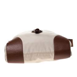 Pre Owned Aigner Beige/Brown Nylon and Leather Logo Buckle Crossbody Bag