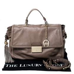 Aigner Light Brown Leather Top Handle Bag