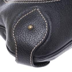 Pre Owned Aigner Black Leather Flap Shoulder Bag