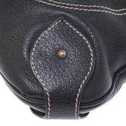 Pre Owned Aigner Black Leather Flap Shoulder Bag