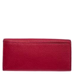 Pre Owned Aigner Red Leather Continental Wallet