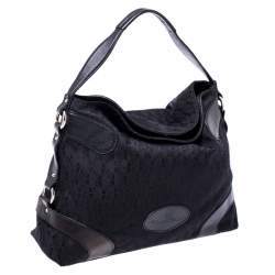 Pre Owned Aigner Black Monogram Canvas and Leather Hobo