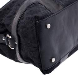 Pre Owned Aigner Black Monogram Canvas and Leather Hobo