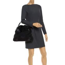 Pre Owned Aigner Black Monogram Canvas and Leather Hobo