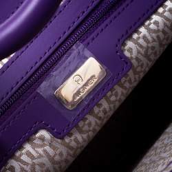 Pre Owned Aigner Purple Logo Embossed Leather Cavallina Tote