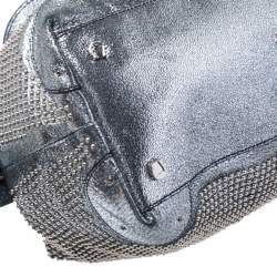 Pre Owned Aigner Metallic Silver  Faux Leather Studded Satchel