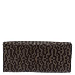 Pre Owned Aigner Brown Signature Coated Canvas Continental Wallet