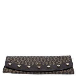 Pre Owned Aigner Brown Signature Coated Canvas Continental Wallet
