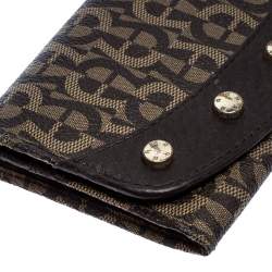 Pre Owned Aigner Brown Signature Coated Canvas Continental Wallet