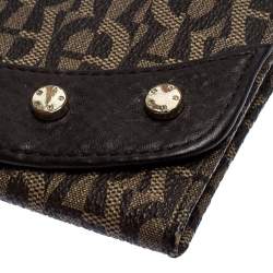 Pre Owned Aigner Brown Signature Coated Canvas Continental Wallet