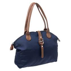 Pre Owned Aigner Navy Blue Nylon Piccolina Tote
