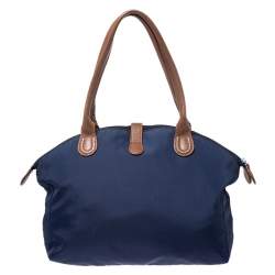 Pre Owned Aigner Navy Blue Nylon Piccolina Tote