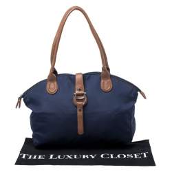 Pre Owned Aigner Navy Blue Nylon Piccolina Tote