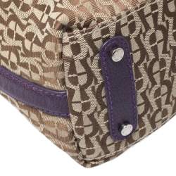Pre Owned Aigner Beige/Purple Signature Canvas and Leather Hobo