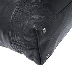 Pre Owned Aigner Black Monogram Leather Hobo