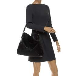 Pre Owned Aigner Black Monogram Leather Hobo