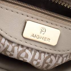 Pre Owned Aigner Beige Leather Small Satchel