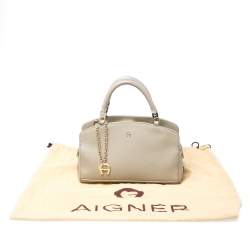 Pre Owned Aigner Beige Leather Small Satchel