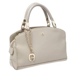 Pre Owned Aigner Beige Leather Small Satchel