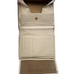 Pre Owned Aigner Ivory Leather Flap Compact Wallet