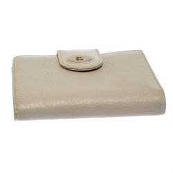 Pre Owned Aigner Ivory Leather Flap Compact Wallet