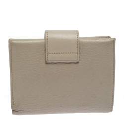 Pre Owned Aigner Ivory Leather Flap Compact Wallet