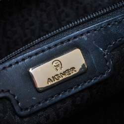 Pre Owned Aigner Black Leather Cavallina Top Handle Bag