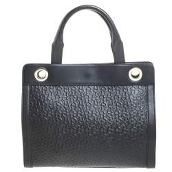 Pre Owned Aigner Black Leather Cavallina Top Handle Bag