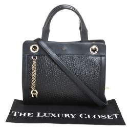 Pre Owned Aigner Black Leather Cavallina Top Handle Bag