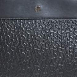 Pre Owned Aigner Black Leather Cavallina Top Handle Bag