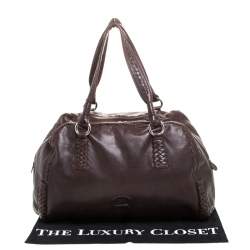 Pre Owned Aigner Brown Woven Leather Satchel