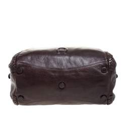Pre Owned Aigner Brown Woven Leather Satchel