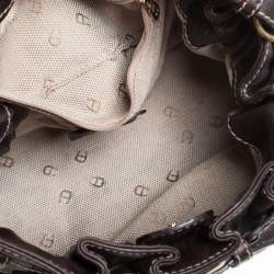 Pre Owned Aigner Dark Brown Leather Shoulder Bag