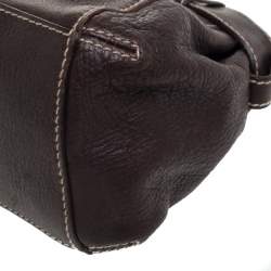 Pre Owned Aigner Dark Brown Leather Shoulder Bag