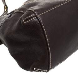 Pre Owned Aigner Dark Brown Leather Shoulder Bag