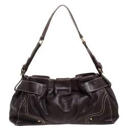 Pre Owned Aigner Dark Brown Leather Shoulder Bag