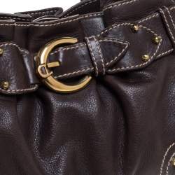 Pre Owned Aigner Dark Brown Leather Shoulder Bag