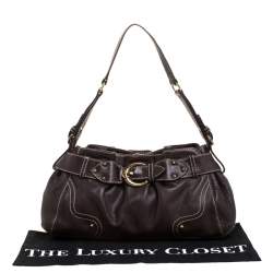 Pre Owned Aigner Dark Brown Leather Shoulder Bag