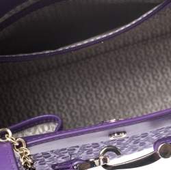 Pre Owned Aigner Purple Crocodile Embossed Leather Cavallina Top Handle Bag