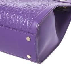 Pre Owned Aigner Purple Crocodile Embossed Leather Cavallina Top Handle Bag