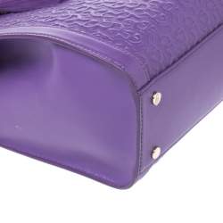 Pre Owned Aigner Purple Crocodile Embossed Leather Cavallina Top Handle Bag