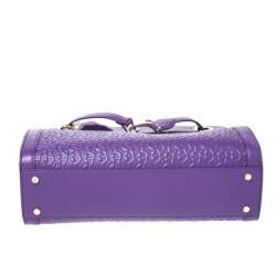 Pre Owned Aigner Purple Crocodile Embossed Leather Cavallina Top Handle Bag