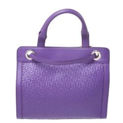 Pre Owned Aigner Purple Crocodile Embossed Leather Cavallina Top Handle Bag