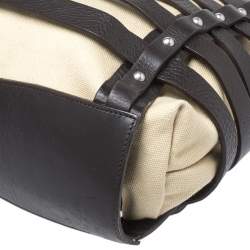 Pre Owned Aigner Brown/Beige Canvas and Leather Cage Tote