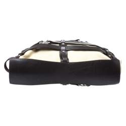 Pre Owned Aigner Brown/Beige Canvas and Leather Cage Tote